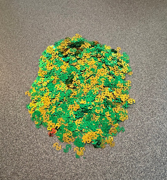 Money sign shaped glitter