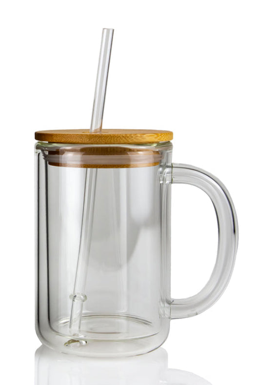 15oz Glass W/handle Mug