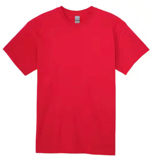 Red Gildan t-shirt